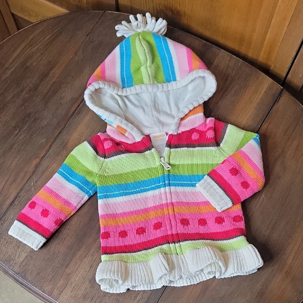 Gymboree DOT STRIPE Sweater Hoodie Sz 3-6M
